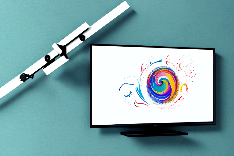 A wall-mounted television with an extendable arm