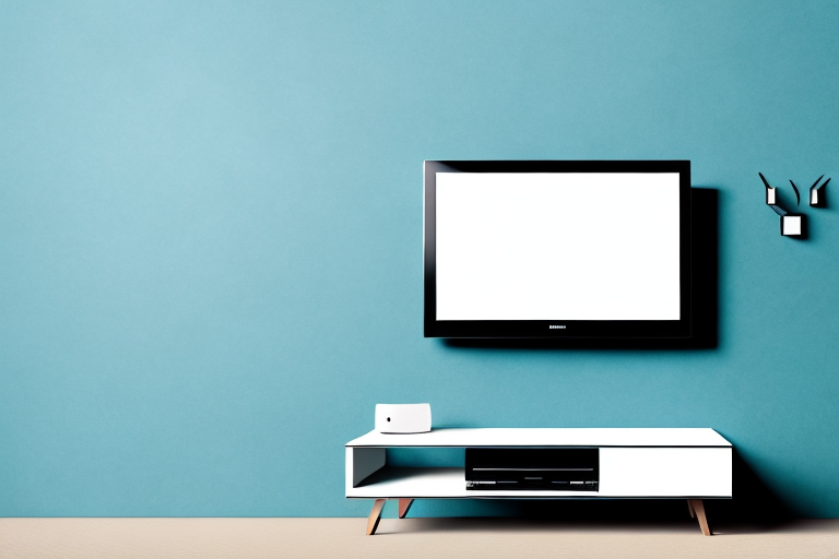 A floating tv stand mounted on a wall