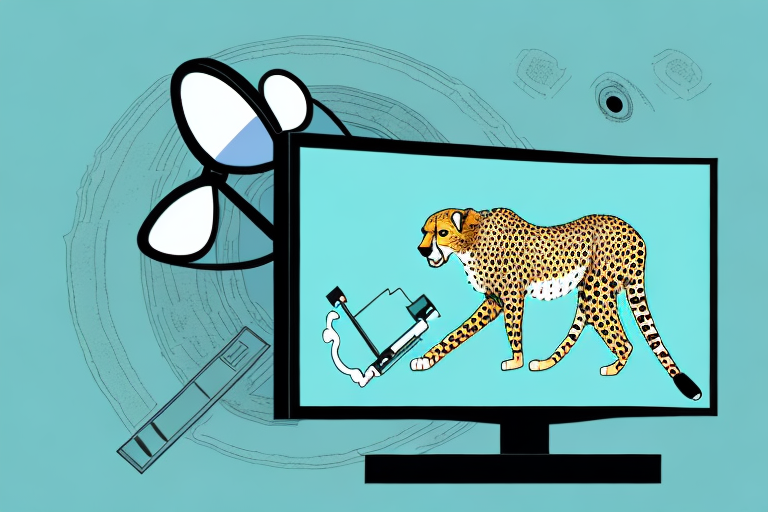 A cheetah mount with a television being removed from it