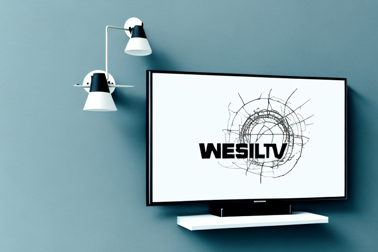 A wall-mounted tv with the necessary screws and tools to attach it