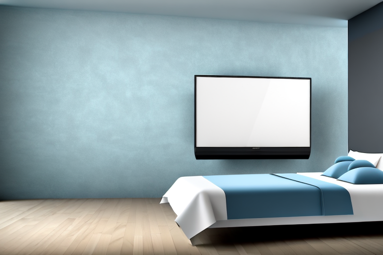 A bedroom wall with a tv mounted at a comfortable viewing height