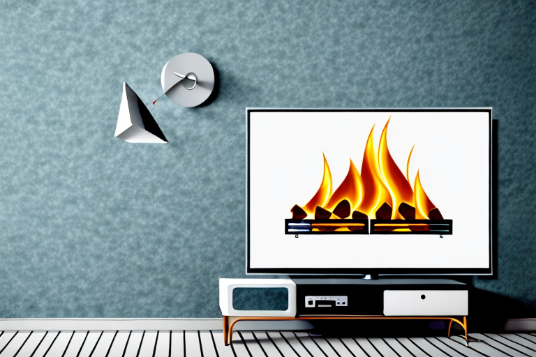 A wall with a fireplace and a tv mounted above it