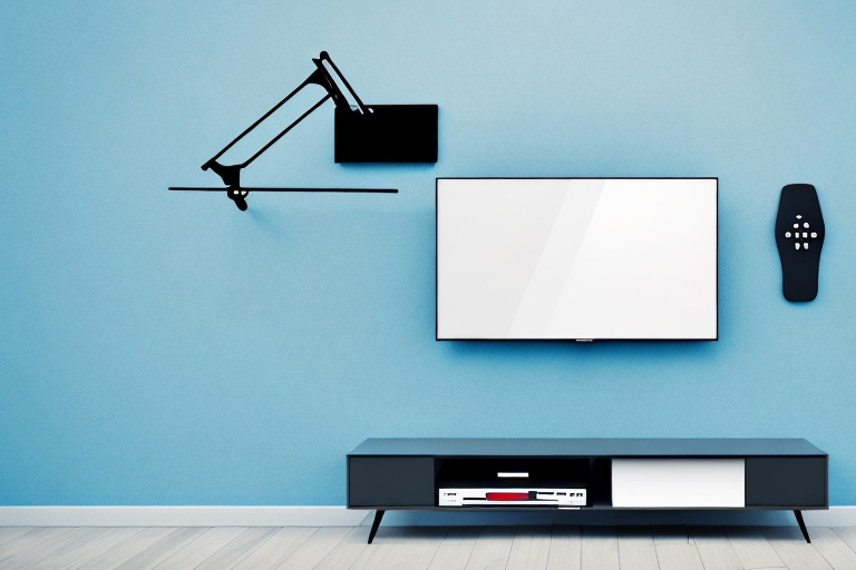 A universal tv stand mount being installed on a wall