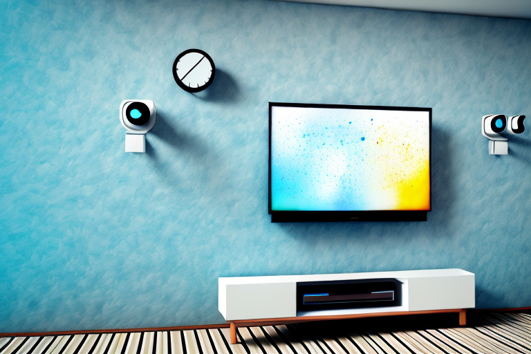 A wall with an outdoor tv mount installed
