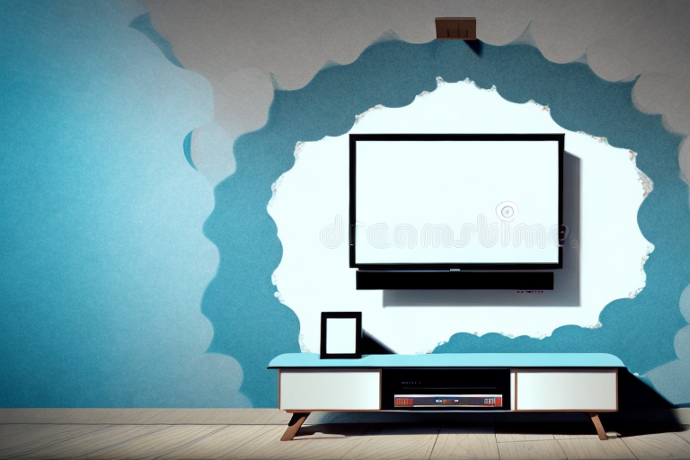 A wall-mounted tv close to a ceiling