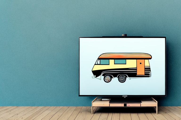 A tv mounted on a wall in a wildwood 28qbxl camper
