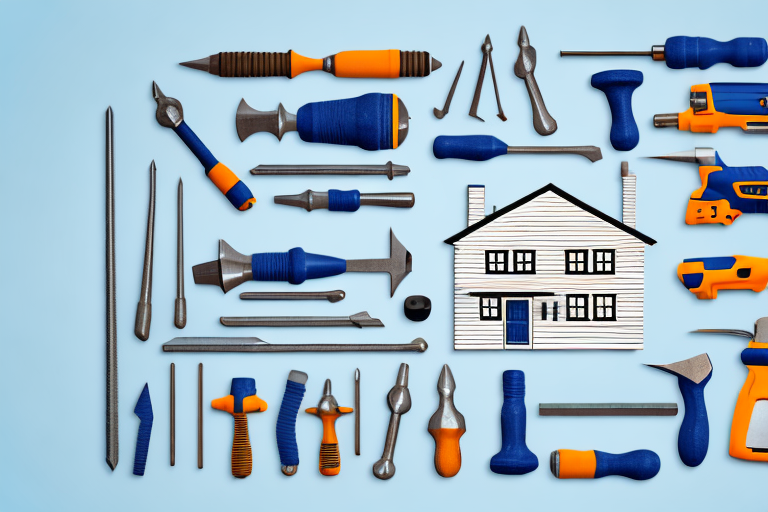 A house with tools and materials used for home repair