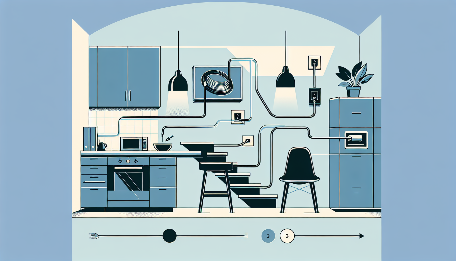 how to hide cables with tilting mount in kitchen